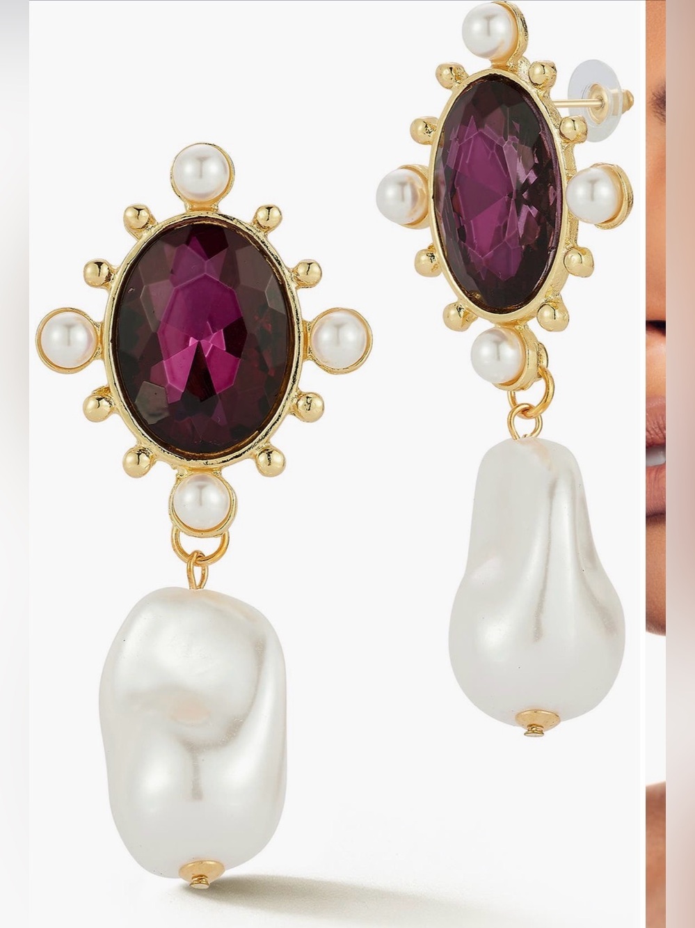Sphera Milano NEW CZ & Faux Pearl Drop Earrings $90 MSRP